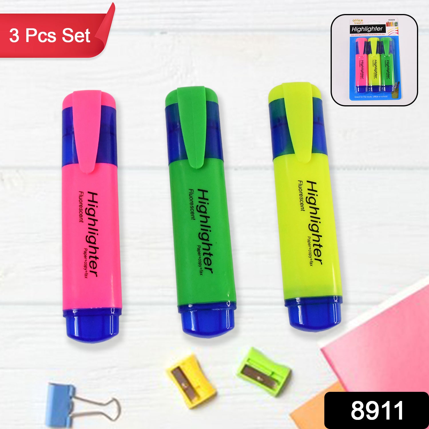 Highlighter Pen Assorted Colours Water Based Broad Tip Writing Marker (3 Pcs Set) Highlighter Pen Assorted Colours Water Based Broad Tip Writing Marker (3 Pcs Set)